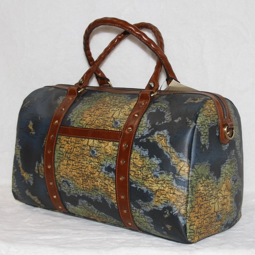 Patricia Nash Milano Weekender Travel Duffel Bag Carry On World Map - Picture 3 of 4